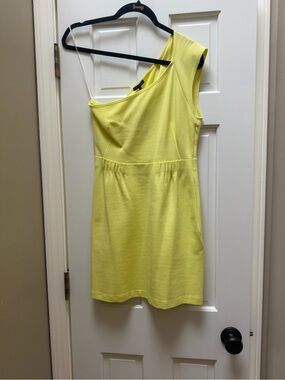 Theory New With Tags One-Shoulder Yellow/Lime Dress